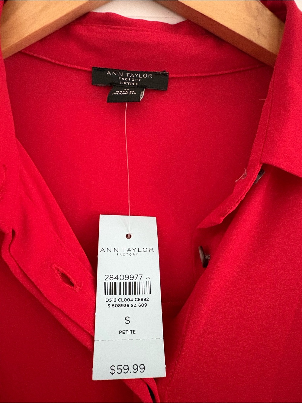 Ann Taylor Factory Petite Cherry-Red Blouse
